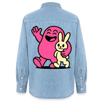 Happy Friends! - Women’s Organic Denim Shirt by Stanley/Stella - light wash - Back - AI Model Female 172 light (172cm)
