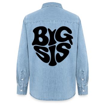 Big Sis - Frauen Jeanshemd Organic von Stanley/Stella - verwaschenes Hellblau - Hinten - AI Model Female 172 light (172cm)