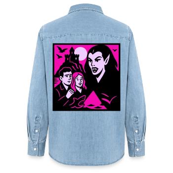 Comtesse vampire - Chemise en denim femme bio Stanley/Stella - bleu clair délavé - Dos - AI Model Female 172 light (172cm)