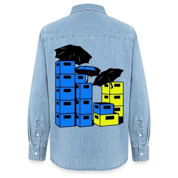 Art de la caisse de bière - Chemise en denim femme bio Stanley/Stella - bleu clair délavé - Dos - AI Model Female 172 light (172cm)
