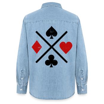 Playing cards contrast design - Women’s Organic Denim Shirt by Stanley/Stella - light wash - Back - AI Model Female 172 light (172cm)