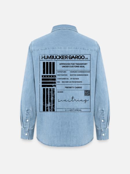 Shipping Label, schwarz - Frauen Jeanshemd Organic von Stanley/Stella - verwaschenes Hellblau