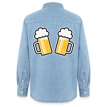 2 Bierkrüge Prosten Zu, Prosit! (Bier Maßkrüge 3C) - Frauen Jeanshemd Organic von Stanley/Stella - verwaschenes Hellblau - Hinten - AI Model Female 172 light (172cm)