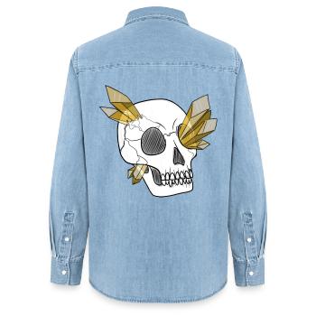 Kristallschädel - Mensch (von Leni Riosa) - Frauen Jeanshemd Organic von Stanley/Stella - verwaschenes Hellblau - Hinten - AI Model Female 172 light (172cm)
