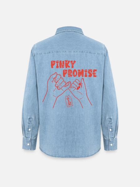 Pinky Promise – Liebes Statement Shirt - Frauen Jeanshemd Organic von Stanley/Stella - verwaschenes Hellblau