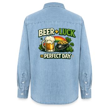 Journée parfaite de la chance de la bière - Chemise en denim femme bio Stanley/Stella - bleu clair délavé - Dos - AI Model Female 172 light (172cm)