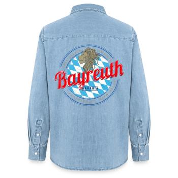 Bayreuth in Bayern Vintage Oberfranken Deutschland - Frauen Jeanshemd Organic von Stanley/Stella - verwaschenes Hellblau - Hinten - AI Model Female 172 light (172cm)