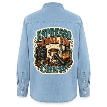 ÉQUIPE DE COMPOSITION À L’ESPRESSO - Chemise en denim femme bio Stanley/Stella - bleu clair délavé - Dos - AI Model Female 172 light (172cm)