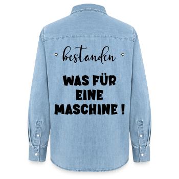 Abschluss Bestanden - Maschine - Frauen Jeanshemd Organic von Stanley/Stella - verwaschenes Hellblau - Hinten - AI Model Female 172 light (172cm)