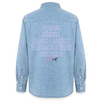 Warum Nasen Laufen, Füße Riechen - Frauen Jeanshemd Organic von Stanley/Stella - verwaschenes Hellblau - Hinten - AI Model Female 172 light (172cm)