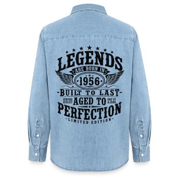 70. Geburtstag1956 Jahrgang Vintage Geschenk - Frauen Jeanshemd Organic von Stanley/Stella - verwaschenes Hellblau - Hinten - AI Model Female 172 light (172cm)