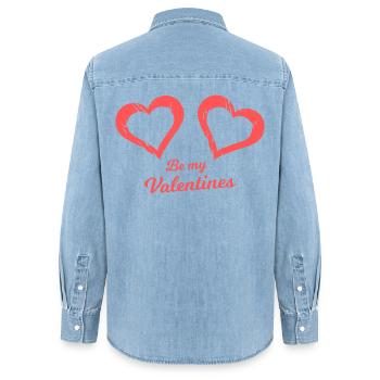 Be my Valentines Heart Brush - Women’s Organic Denim Shirt by Stanley/Stella - light wash - Back - AI Model Female 172 light (172cm)