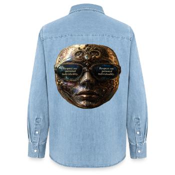 Masked individuality in splendour - Women’s Organic Denim Shirt by Stanley/Stella - light wash - Back - AI Model Female 172 light (172cm)
