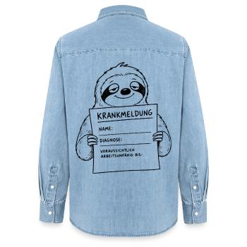 Faultier Krankmeldung ausfüllen - Frauen Jeanshemd Organic von Stanley/Stella - verwaschenes Hellblau - Hinten - AI Model Female 172 light (172cm)