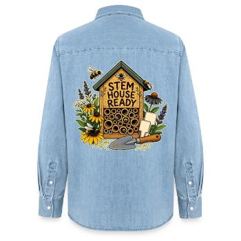 STEM HOUSE READY Pflanzen - Frauen Jeanshemd Organic von Stanley/Stella - verwaschenes Hellblau - Hinten - AI Model Female 172 light (172cm)
