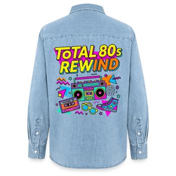 Total 80s Rewind - Women’s Organic Denim Shirt by Stanley/Stella - light wash - Back - AI Model Female 172 light (172cm)