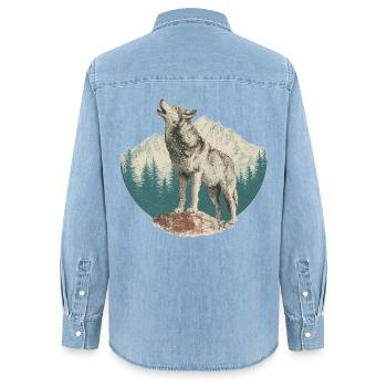 Loup - Chemise en denim femme bio Stanley/Stella - bleu clair délavé - Dos - AI Model Female 172 light (172cm)