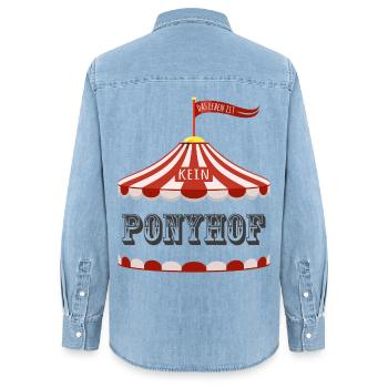 Das Leben ist kein Ponyhof - Frauen Jeanshemd Organic von Stanley/Stella - verwaschenes Hellblau - Hinten - AI Model Female 172 light (172cm)