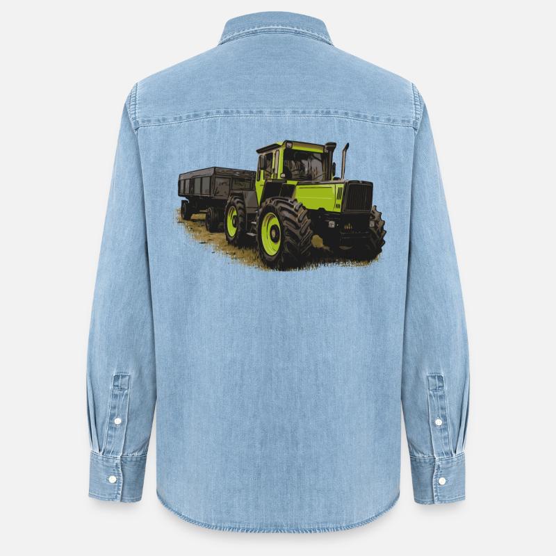 MB trac 1600 turbo with trailer - Women’s Organic Denim Shirt by Stanley/Stella - light wash