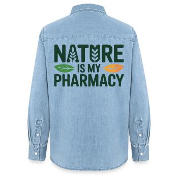 Naturopath Nature Is My Pharmacy Professional - Women’s Organic Denim Shirt by Stanley/Stella - light wash - Back - AI Model Female 172 light (172cm)