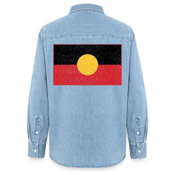 Aboriginal Australians - Women’s Organic Denim Shirt by Stanley/Stella - light wash - Back - AI Model Female 172 light (172cm)