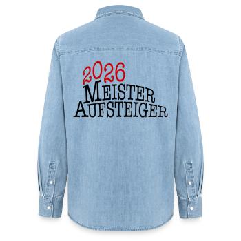 Meister und Aufsteiger 2026  - Frauen Jeanshemd Organic von Stanley/Stella - verwaschenes Hellblau - Hinten - AI Model Female 172 light (172cm)