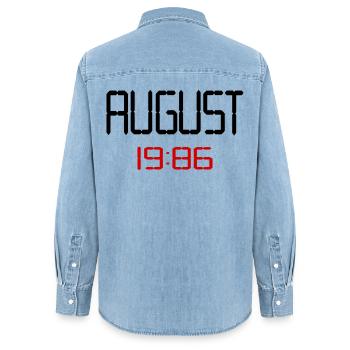 40. Geburtstag, August 1986 - Frauen Jeanshemd Organic von Stanley/Stella - verwaschenes Hellblau - Hinten - AI Model Female 172 light (172cm)