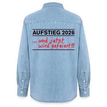 Promotion 2026 : La promotion est désormais célébrée - Chemise en denim femme bio Stanley/Stella - bleu clair délavé - Dos - AI Model Female 172 light (172cm)