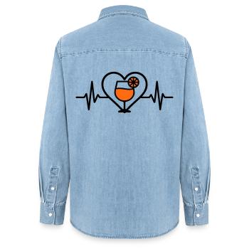 Spritz Herz Cocktail Aperitif - Frauen Jeanshemd Organic von Stanley/Stella - verwaschenes Hellblau - Hinten - AI Model Female 172 light (172cm)