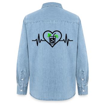 Cocktail apéritif Mojito Heart - Chemise en denim femme bio Stanley/Stella - bleu clair délavé - Dos - AI Model Female 172 light (172cm)