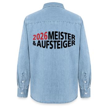 Meister und Aufsteiger 2026  - Frauen Jeanshemd Organic von Stanley/Stella - verwaschenes Hellblau - Hinten - AI Model Female 172 light (172cm)