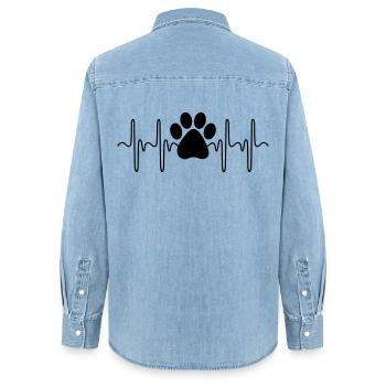 Pfote Herzschlag - Frauen Jeanshemd Organic von Stanley/Stella - verwaschenes Hellblau - Hinten - AI Model Female 172 light (172cm)