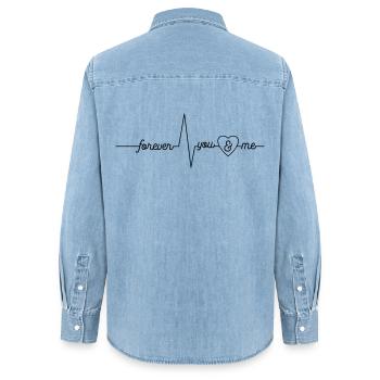 L’amour pour toujours - Chemise en denim femme bio Stanley/Stella - bleu clair délavé - Dos - AI Model Female 172 light (172cm)