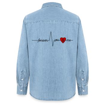 L’amour pour toujours - Chemise en denim femme bio Stanley/Stella - bleu clair délavé - Dos - AI Model Female 172 light (172cm)