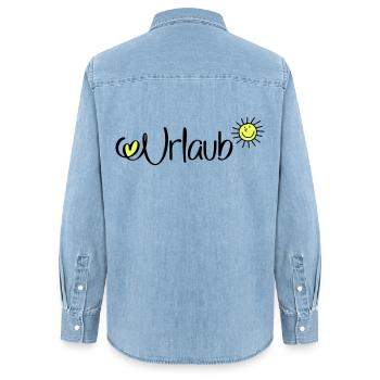 Urlaub in der Sonne - Frauen Jeanshemd Organic von Stanley/Stella - verwaschenes Hellblau - Hinten - AI Model Female 172 light (172cm)