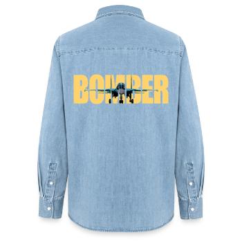 Bomber Su-34 - Frauen Jeanshemd Organic von Stanley/Stella - verwaschenes Hellblau - Hinten - AI Model Female 172 light (172cm)