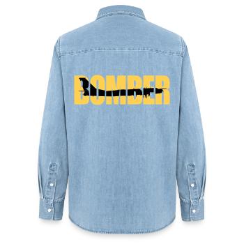 Bomber Tu-95 - Frauen Jeanshemd Organic von Stanley/Stella - verwaschenes Hellblau - Hinten - AI Model Female 172 light (172cm)
