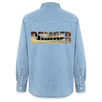 Bomber Tu-95 - Frauen Jeanshemd Organic von Stanley/Stella - verwaschenes Hellblau - Hinten - AI Model Female 172 light (172cm)