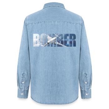 Bomber Tu-160 - Frauen Jeanshemd Organic von Stanley/Stella - verwaschenes Hellblau - Hinten - AI Model Female 172 light (172cm)