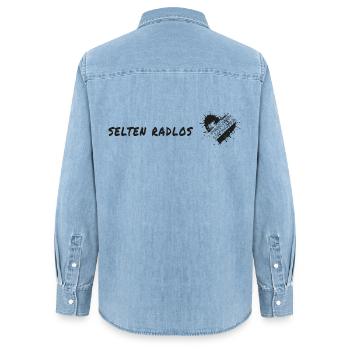 selten radlos fahrrad spruch geschenk reifenspur - Frauen Jeanshemd Organic von Stanley/Stella - verwaschenes Hellblau - Hinten - AI Model Female 172 light (172cm)