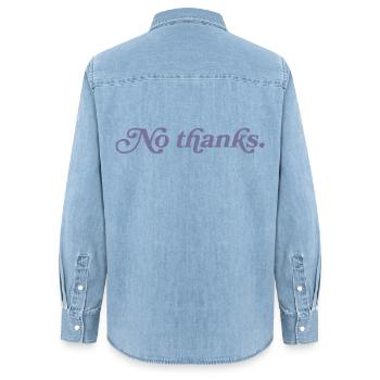 No thank you. - Women’s Organic Denim Shirt by Stanley/Stella - light wash - Back - AI Model Female 172 light (172cm)