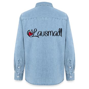 Lausmadl - Frauen Jeanshemd Organic von Stanley/Stella - verwaschenes Hellblau - Hinten - AI Model Female 172 light (172cm)