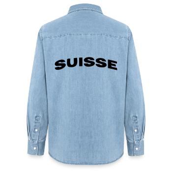 Suisse - Chemise en denim femme bio Stanley/Stella - bleu clair délavé - Dos - AI Model Female 172 light (172cm)
