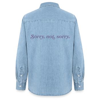 Sorry, not sorry – Cheeky & direct - Women’s Organic Denim Shirt by Stanley/Stella - light wash - Back - AI Model Female 172 light (172cm)