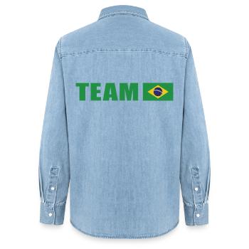 Équipe de soutien au Brésil - Chemise en denim femme bio Stanley/Stella - bleu clair délavé - Dos - AI Model Female 172 light (172cm)