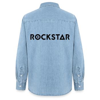 Paroles de rock star - Chemise en denim femme bio Stanley/Stella - bleu clair délavé - Dos - AI Model Female 172 light (172cm)