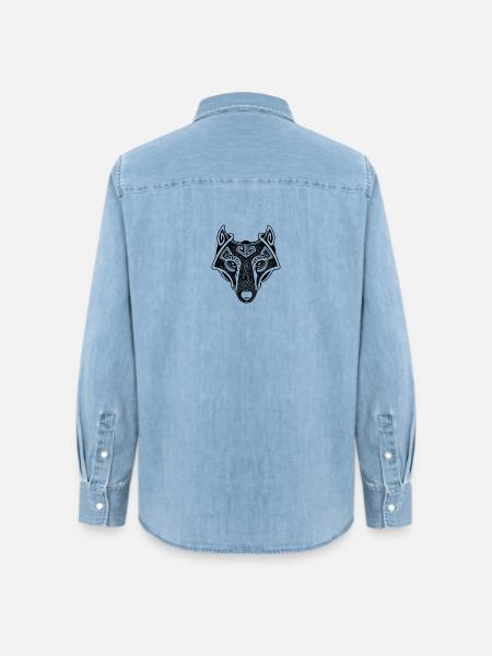Wolf Wikinger Fenrir - Frauen Jeanshemd Organic von Stanley/Stella - verwaschenes Hellblau