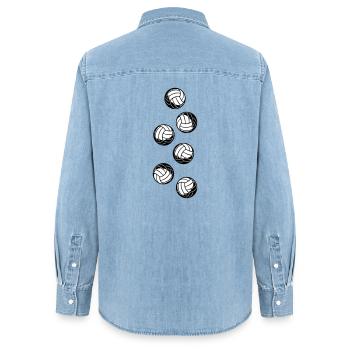Volleyball - Frauen Jeanshemd Organic von Stanley/Stella - verwaschenes Hellblau - Hinten - AI Model Female 172 light (172cm)