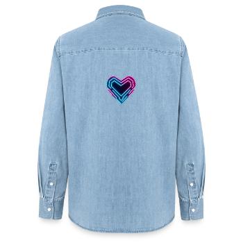 Futuristisches Neon-Herz | Cyber Heart Love Design - Frauen Jeanshemd Organic von Stanley/Stella - verwaschenes Hellblau - Hinten - AI Model Female 172 light (172cm)