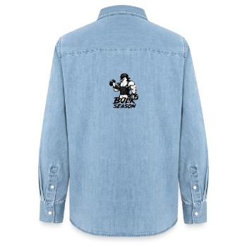 Pengu Gym - Women’s Organic Denim Shirt by Stanley/Stella - light wash - Back - AI Model Female 172 light (172cm)